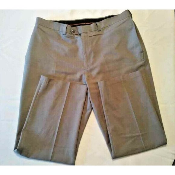 Mens Haggar Classic Fit Pleated Khaki Stretch Dress Pants Tan/Gray 38L x 30W - Picture 1 of 2